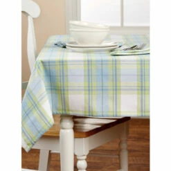 Coupon ๐ฅฐ Vermont Country Store Pastel Plaid Cotton Table Linens Blue Sage Plaid ๐