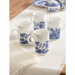 New 🎉 Vermont Country Store Blue Willow Coffee Mug, Set Of 4 ✔️