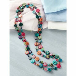 Promo 🤩 Vermont Country Store Colorful Rainbow Wooden Disc Necklace 😍