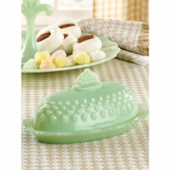Budget 🔥 Mosser Fenton Hobnail Jadeite Butter Dish 🎁