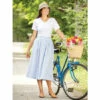 Budget 👏 Vermont Country Store Button-Front Cotton Seersucker 👗 Skirt Blue 🎉