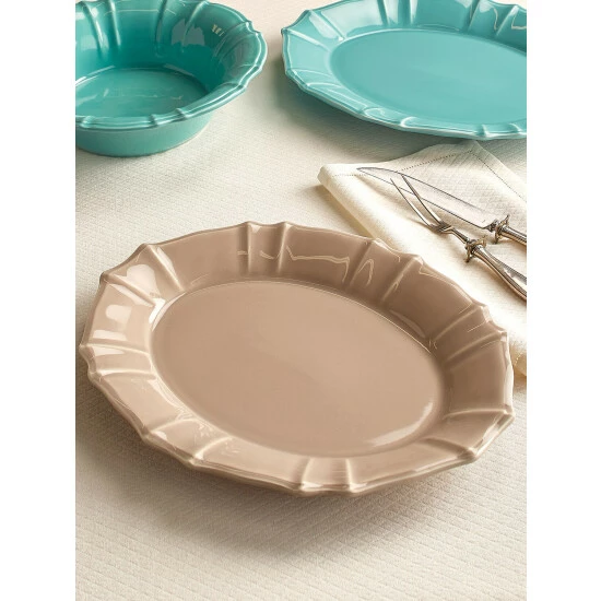 Outlet 🥰 Vermont Country Store Chloe Oval Serving Platter Taupe 🛒