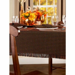 Promo ๐ The Mountain Weavers Mountain Weave ๐ Halloween Cotton Tablecloth Black And Orange ๐