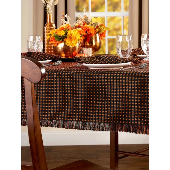 Promo 👍 The Mountain Weavers Mountain Weave 💀 Halloween Cotton Tablecloth Black And Orange 😍