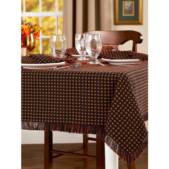 Promo 👍 The Mountain Weavers Mountain Weave 💀 Halloween Cotton Tablecloth Black And Orange 😍 - Image 2