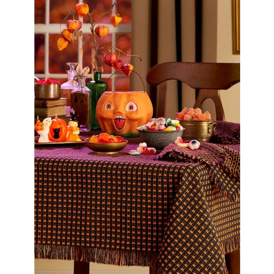 Promo 👍 The Mountain Weavers Mountain Weave 💀 Halloween Cotton Tablecloth Black And Orange 😍 - Image 4