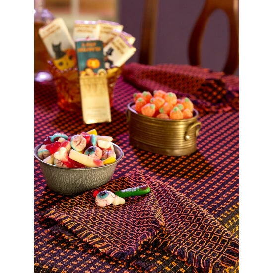 Promo 👍 The Mountain Weavers Mountain Weave 💀 Halloween Cotton Tablecloth Black And Orange 😍 - Image 5