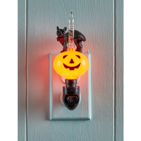 Flash Sale 🌟 Vermont Country Store Pumpkin And Cat Bubble-Light Night-Light ⭐ - Image 2
