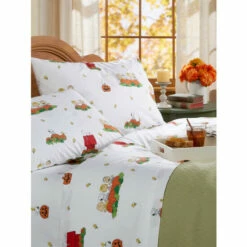 Hot Sale 👍 Peanuts Great Pumpkin 🦇 Halloween Portuguese Cotton Percale Sheet Set 👍