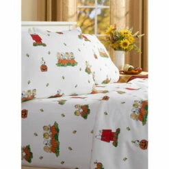 New ⭐ Peanuts Great Pumpkin 🧛 Halloween Portuguese Cotton Flannel Sheet Set 🔔